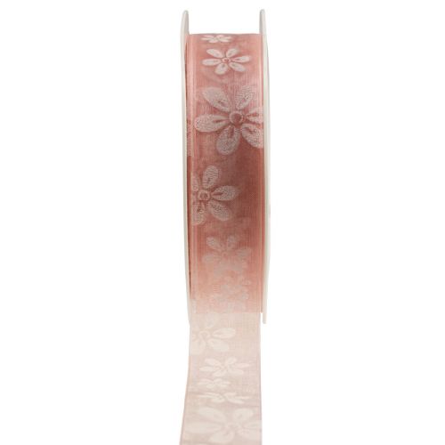 Floristik24 Organza bånd blomster gavebånd pink 25mm 18m