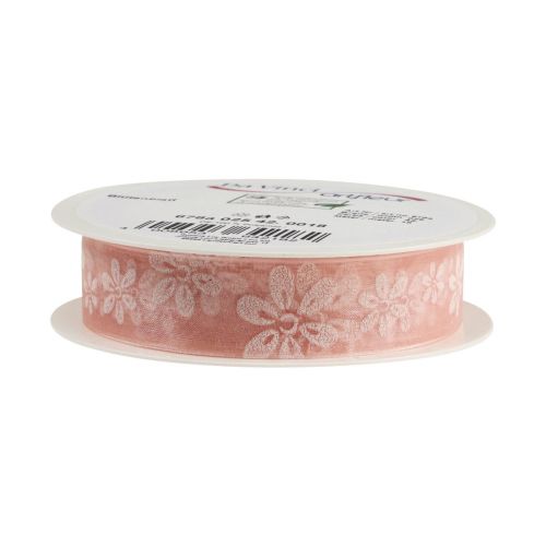 Artikel Organza bånd blomster gavebånd pink 25mm 18m