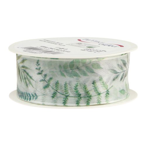 Artikel Organza bånd chiffon bånd blade grene grønne 40mm 15m