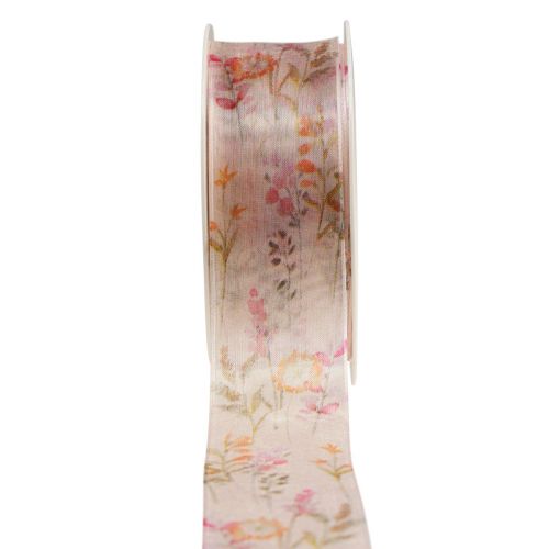 Floristik24 Organza bånd chiffon bånd blomster orange pink 40mm 15m