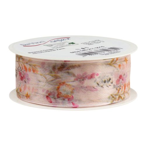 Artikel Organza bånd chiffon bånd blomster orange pink 40mm 15m