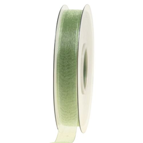 Artikel Organza bånd grøn gavebånd selvkant lime grøn 15mm 50m