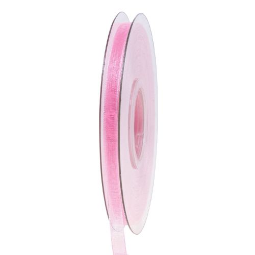 Organza bånd gavebånd pink bånd selvkant 6mm 50m
