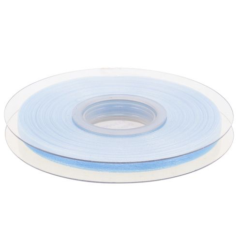 Artikel Organza bånd gavebånd lyseblåt bånd blå kant 6mm 50m