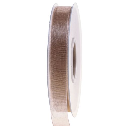 Artikel Organza bånd gavebånd beige bånd selvkant taupe 15mm 50m