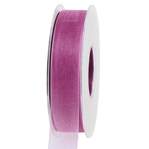 Organza bånd aubergine 25mm 50m