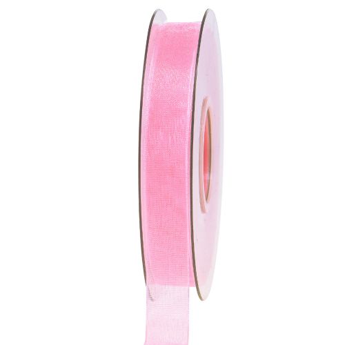 Floristik24 Organza bånd gavebånd pink bånd selvkant 15mm 50m