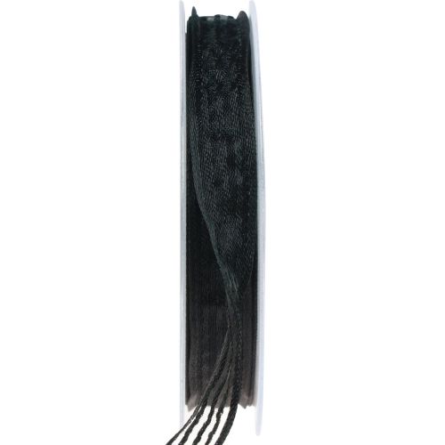 Organza bånd med striber gavebånd sort 15mm 20m