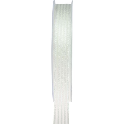 Artikel Organza bånd med striber gavebånd hvid 15mm 20m