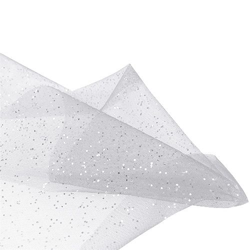 Floristik24 Organza stof 15 cm x 500 cm sølv med glitter