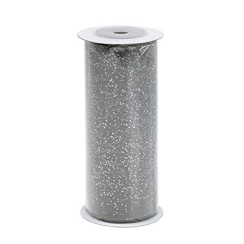Floristik24 Organza stof 15 cm x 500 cm sølv med glitter