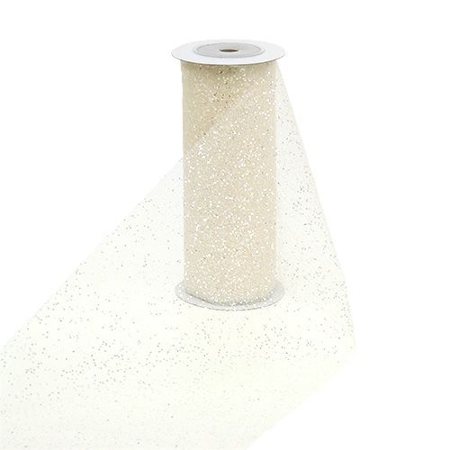 Floristik24 Organza stof 15 cm x 500 cm fløde med glitter