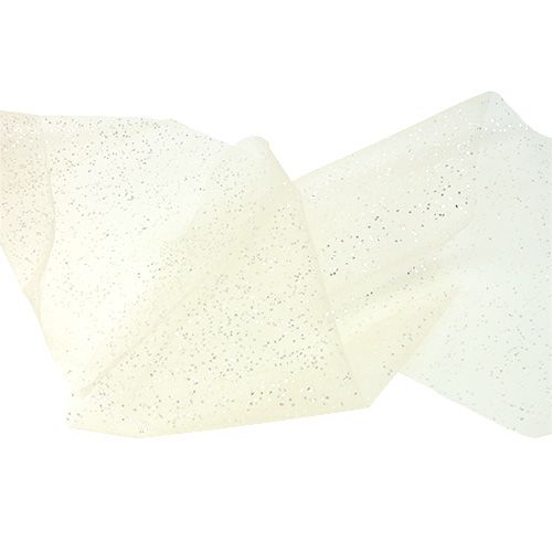 Floristik24 Organza stof 15 cm x 500 cm fløde med glitter