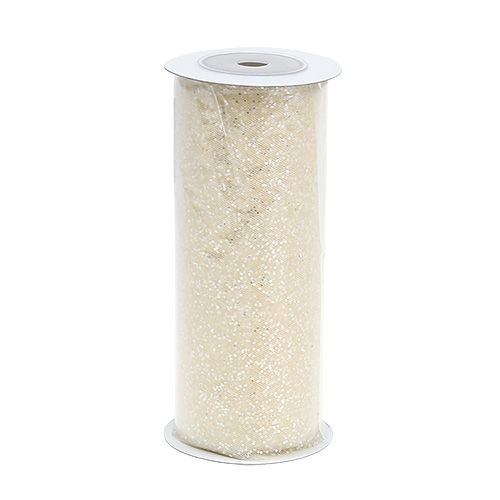 Floristik24 Organza stof 15 cm x 500 cm fløde med glitter