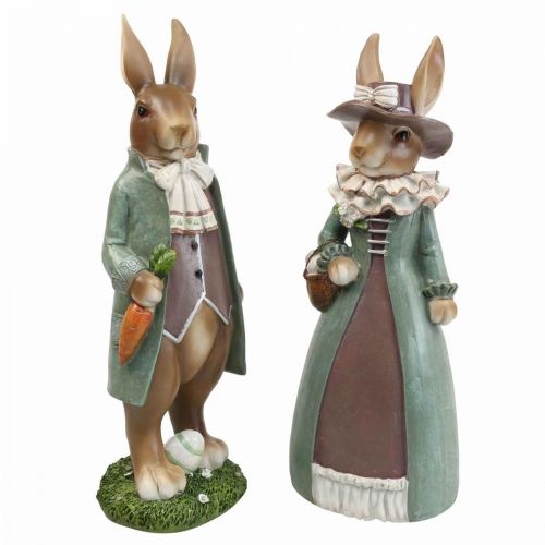 Påskepynt dekoration kaniner Påskehare figur par kaniner H34cm 2 stk.