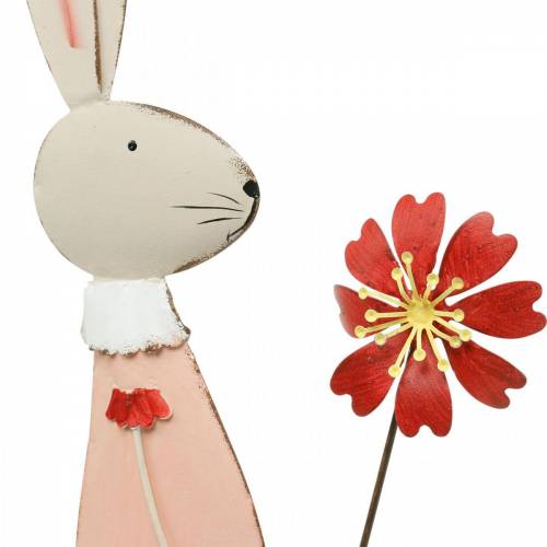 Floristik24 Påske dekoration, metal kanin, forår dekoration, påske kanin med blomst 61cm