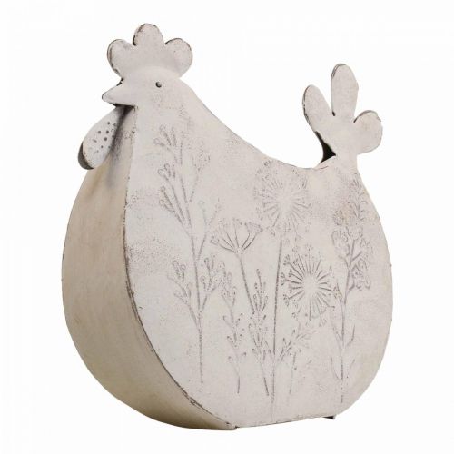Floristik24 Påskedekoration metal deco kylling påske hvid 19,5x6,5x18cm