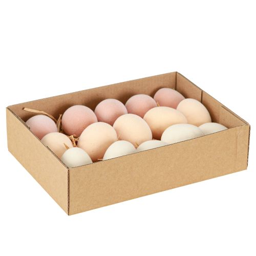 Artikel Påskeæg Små flokkede Fersken Brun Hvid H4cm 15 Stk