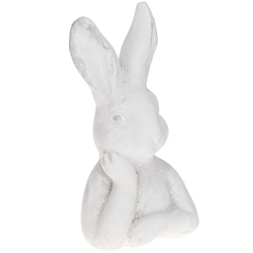 Påskehare figur Shabby Chic kanin tænker hvid 11×9×20,5 cm