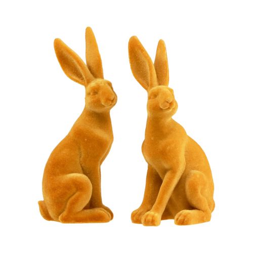 Artikel Påskehare Dekorativ kaninfigur påskegul karry H12,5cm 2 stk