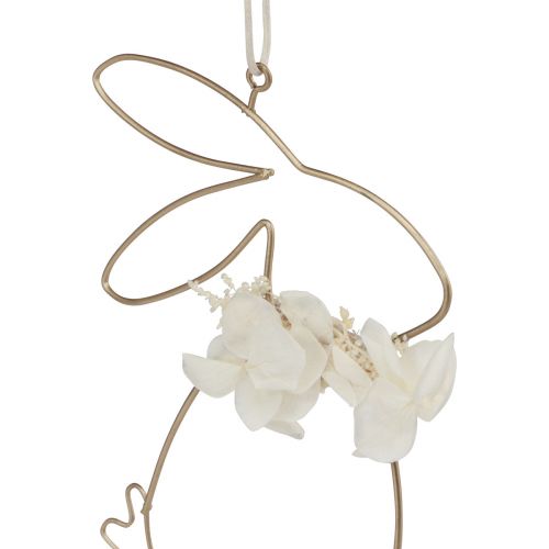 Floristik24 Påskeharer til ophængning af metalblomster guld 10×14,5cm 4 stk