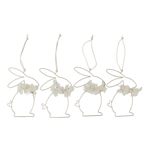 Floristik24 Påskeharer til ophængning af metalblomster guld 10×14,5cm 4 stk