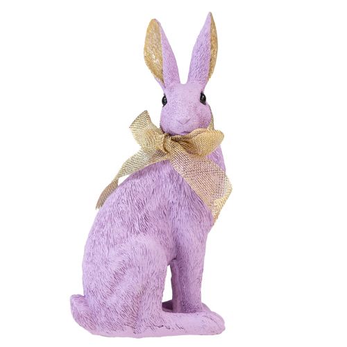 Floristik24 Påskehare Dekoration Lilla Guld Kanin Siddende Dekorativ Figur H25cm
