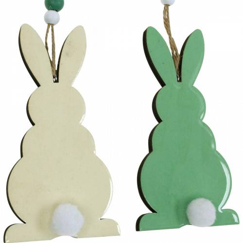 Artikel Påskekaniner at hænge, forårspynt, vedhæng, dekorative kaniner grøn, hvid 3stk