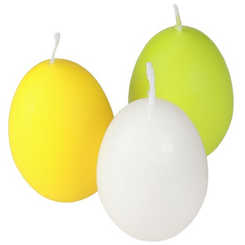 Artikel Påskelys æggelys grøn orange hvid H6cm Ø2,5cm 30stk