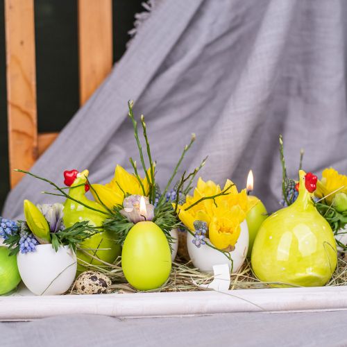 Floristik24 Påskelys æggeform, æggelys påskelime Ø4,5cm H6cm 6stk