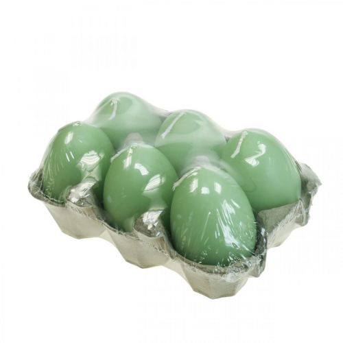 Floristik24 Påskelys æggeform, æggelys påskegrøn Ø4,5cm H6cm 6stk