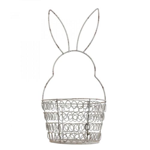 Floristik24 Påskekurv trådkurv Påskehare Shabby Ø12cm H26,5cm