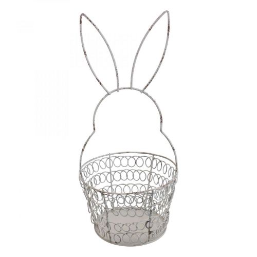 Floristik24 Påskekurv trådkurv Påskehare Shabby Ø12cm H26,5cm