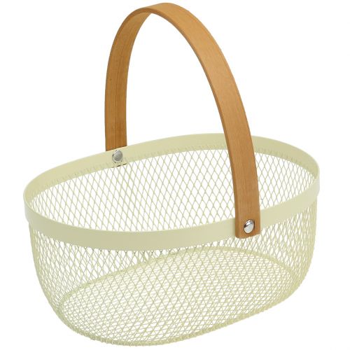 Floristik24 Påskekurv lavet af metalcreme 23,5 cm x 18 cm x 10 cm