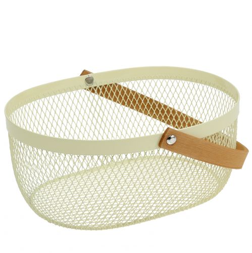 Floristik24 Påskekurv lavet af metalcreme 23,5 cm x 18 cm x 10 cm