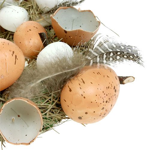 Floristik24 Påskekrans med æg Ø24cm naturlig, hvid