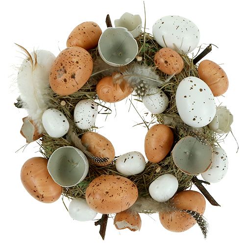 Floristik24 Påskekrans med æg Ø24cm naturlig, hvid