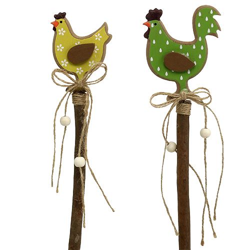 Floristik24 Påskeprop kyllingegul, grøn 8 cm L36cm 6stk