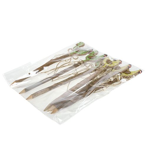 Floristik24 Påskeprop kyllingegul, grøn 8 cm L36cm 6stk