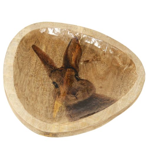 Floristik24 Påsketallerken Dekorativ træplade Kanin i Æg Natur 25x26cm