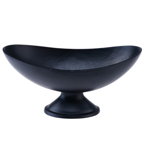 Oval skål sort metal base støbt look 30x16x14,5cm