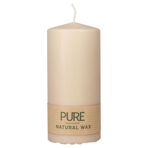 Floristik24 PURE søjlelys beige Wenzellys 130/60mm