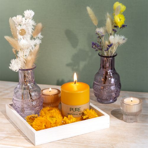 Floristik24 PURE søjlelys gul honning Wenzellys 90×70mm