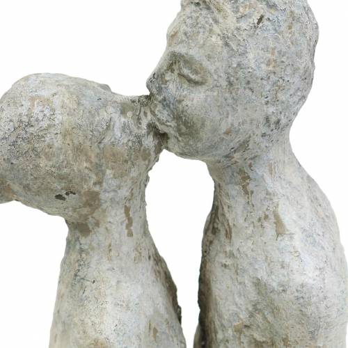 Floristik24 Dekorativ figur kysse par stenstøbt grå 10 × 8cm H28cm