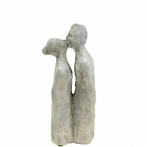 Floristik24 Dekorativ figur kysse par stenstøbt grå 10 × 8cm H28cm
