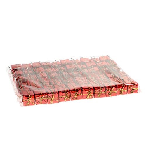 Floristik24 Pakke på wire 2,5 cm rød 60 stk