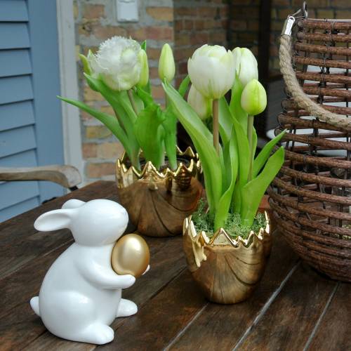 Floristik24 Papegøje tulipan i en gryde Hvid Real-Touch 23cm