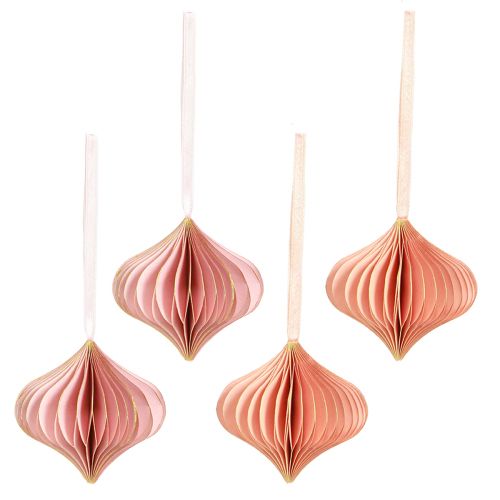 Artikel Papir julepynt løg pink abrikos Ø8cm 4 stk