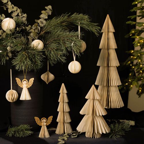 Artikel Papir Juletræ Lille Cremeguld H30cm