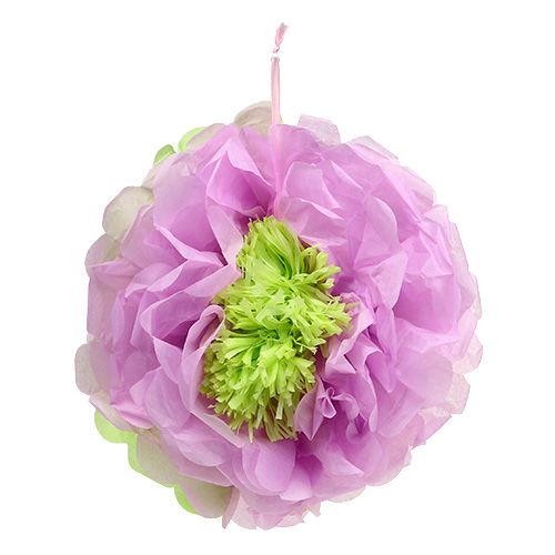 Papirblomst Ø28cm til ophæng grøn-lilla